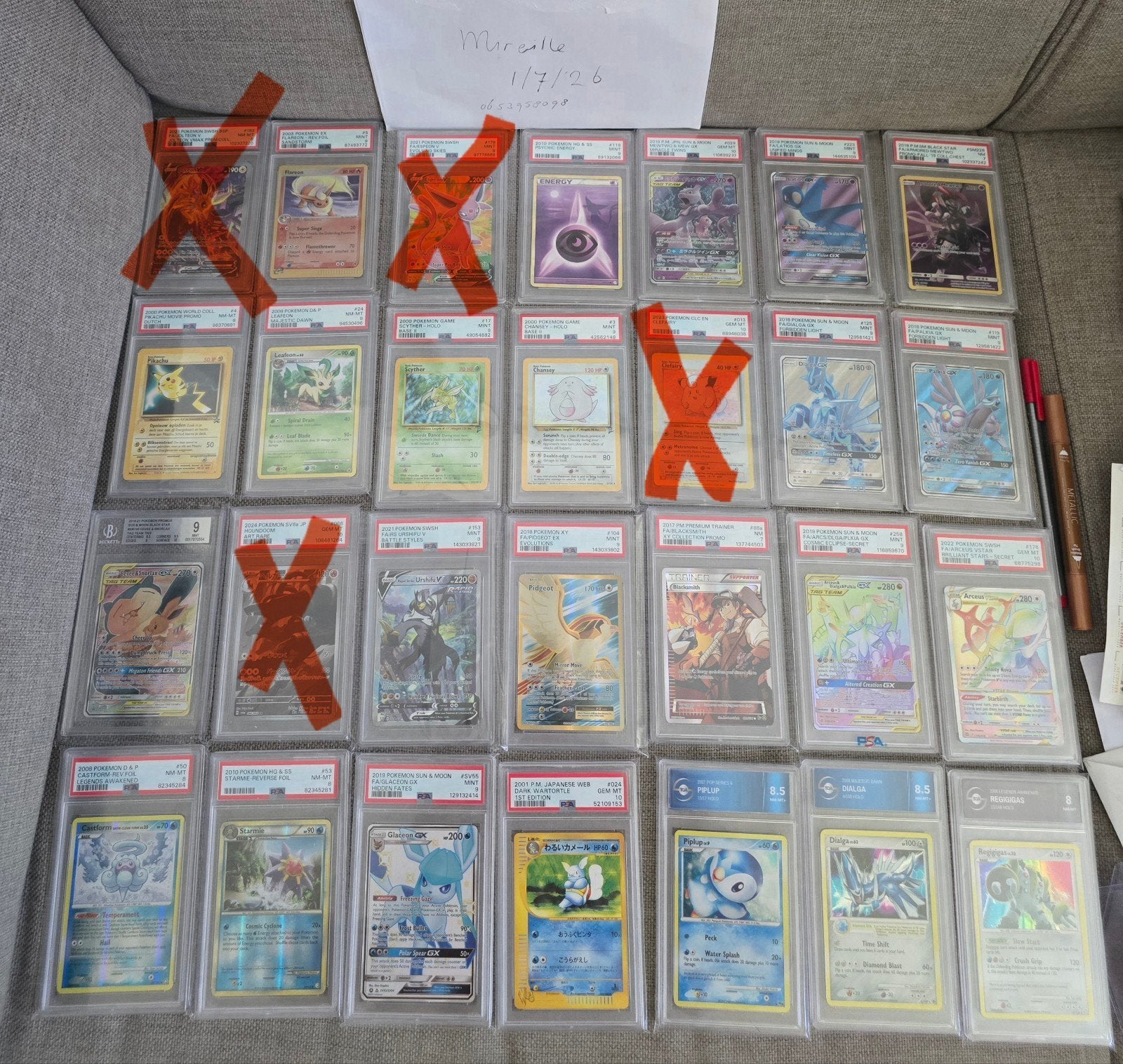 Pokémon graded slabs, Ophalen of Verzenden, Zo goed als nieuw, Meerdere kaarten, Foil