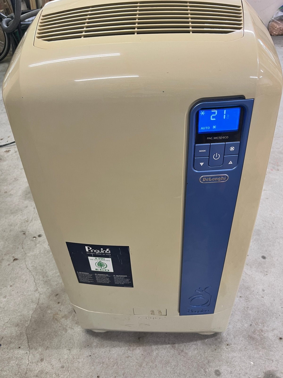 De'Longhi Pinguino PAC WE112ECO Mobiele Airco, Ophalen, Gebruikt, 3 snelheden of meer, Koelen en Ontvochtigen