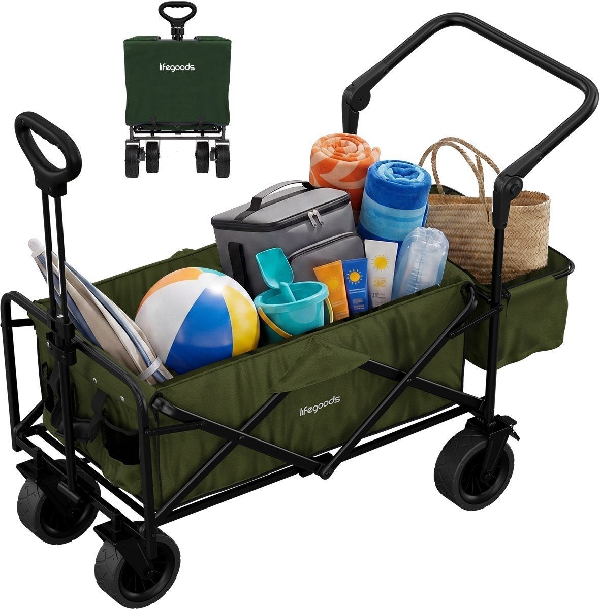 Lifegoods Opvouwbare Bolderkar - 90L - Groen - Max 120kg, Ophalen, Gebruikt