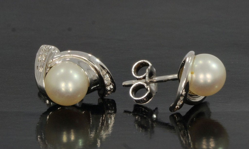 Diamanten akoya parel 18k luxe oorbellen goud dames briljant, Voordeelsieraden, Verzenden, Zo goed als nieuw, Met edelsteen