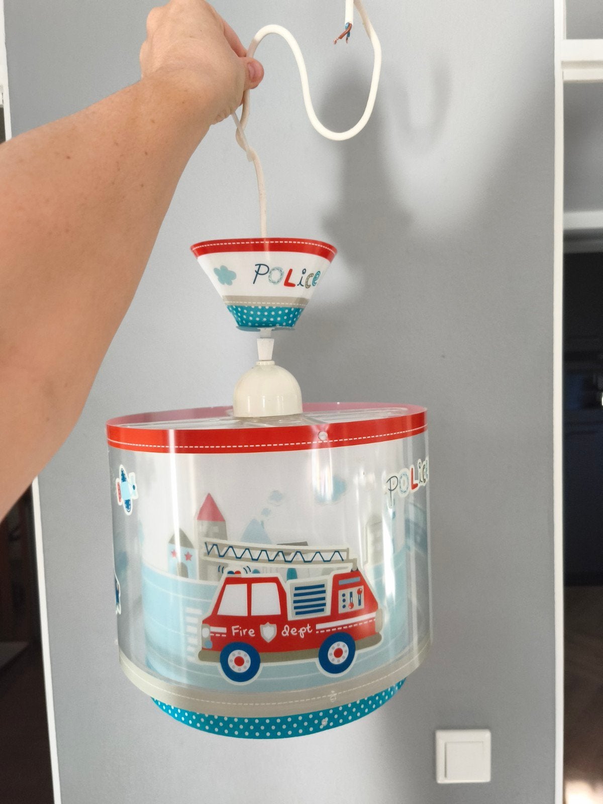 Kinderlamp Brandweer en Politie, Meerkleurig, Ophalen, Gebruikt, Lamp