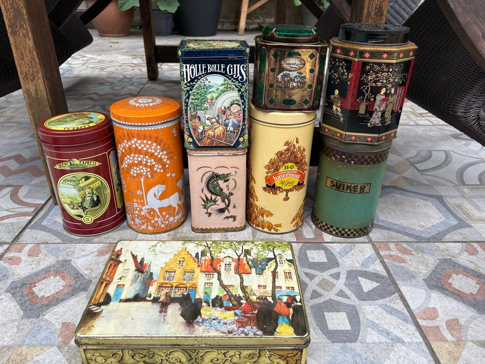 Grote collectie vintage blikken - diverse merken en designs, Ophalen of Verzenden, Gebruikt, Overige, Overige merken