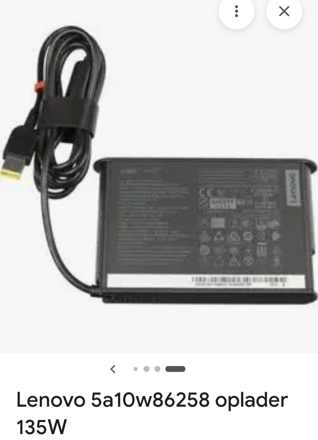 Nieuw 2 x Lenovo 5A10W86258 oplader 135W - vlak, Computers en Software, Laptop-opladers, Ophalen of Verzenden, Nieuw
