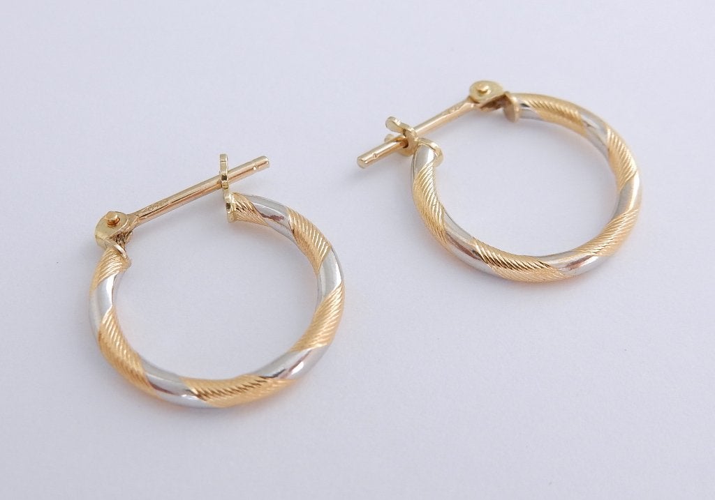 Kleine 18 karaat Gouden Bicolor Creool Oorbellen Oorringen, Jw, Verzenden, Nieuw, Info@juwelenwereld.nl