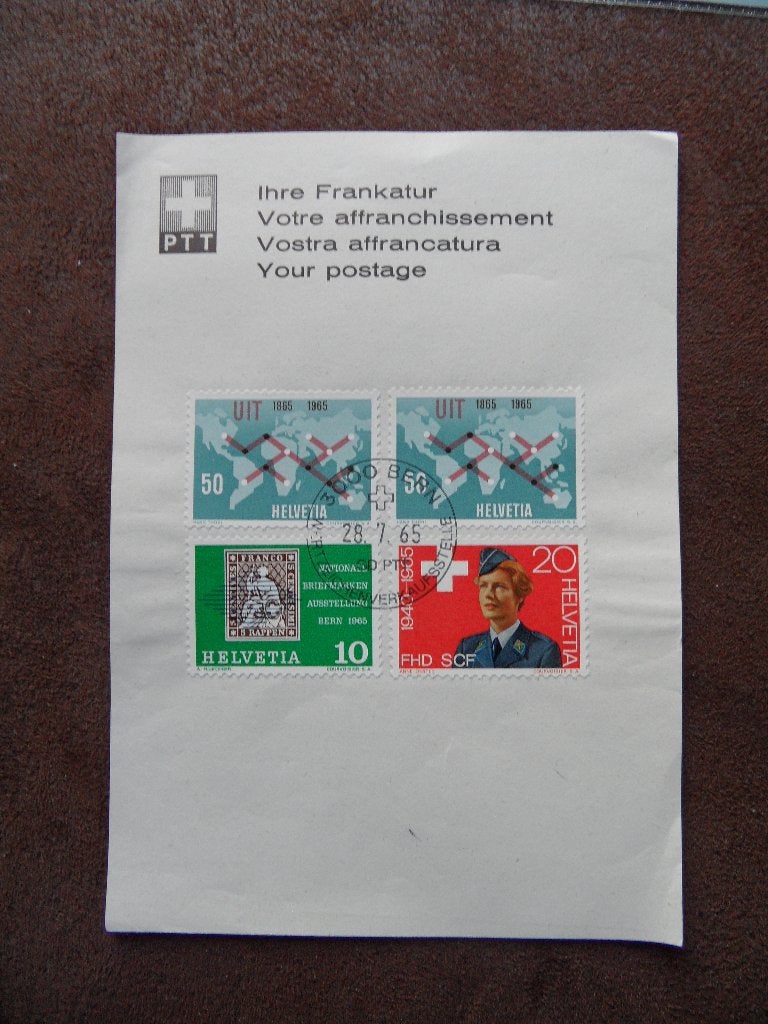 PTT vel Ihre Frankatur – 4 zegels, Ophalen of Verzenden, Overige landen, Gestempeld