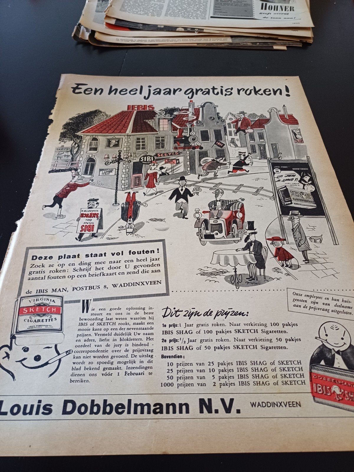 paginagrote kleuren advertentie Louis Dobbelmann prijsvraag, Ophalen of Verzenden, Zo goed als nieuw, Sigarenbandjes