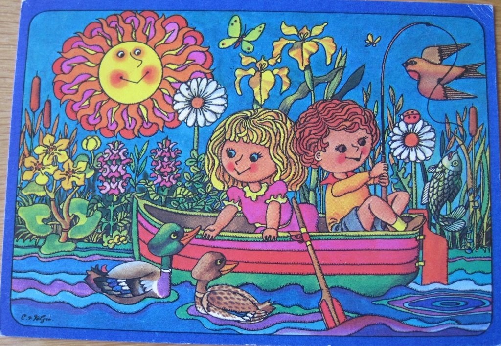 voor het kind - kinderen in bootje - zomer - 1978, Verzenden, 1960 tot 1980, Gelopen, Kinderen
