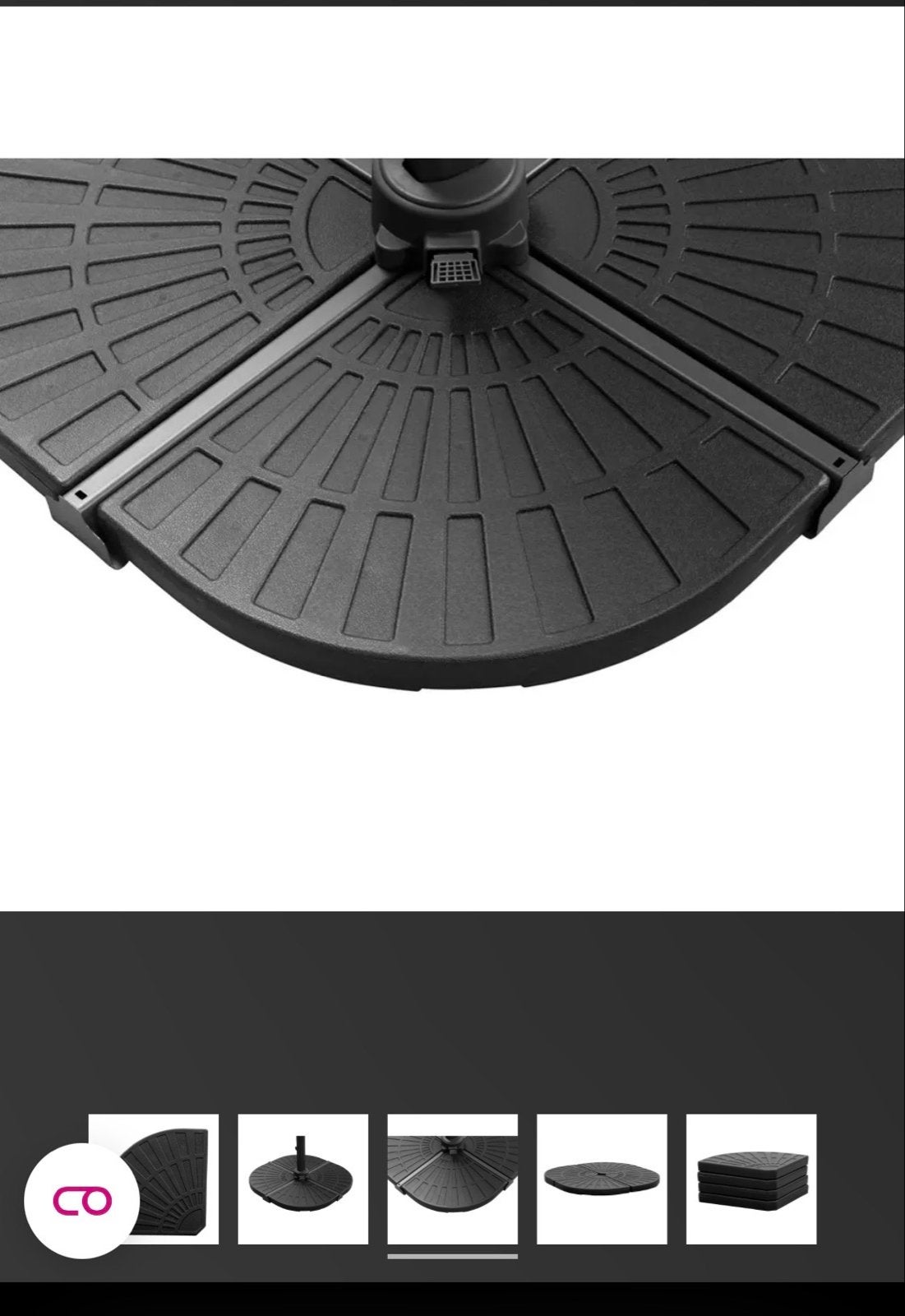 4 Parasoltegel 20kg met zweefparasol NANCY van Leen Bakker, Ophalen, Gebruikt, Minder dan 1 meter, Parasolvoet