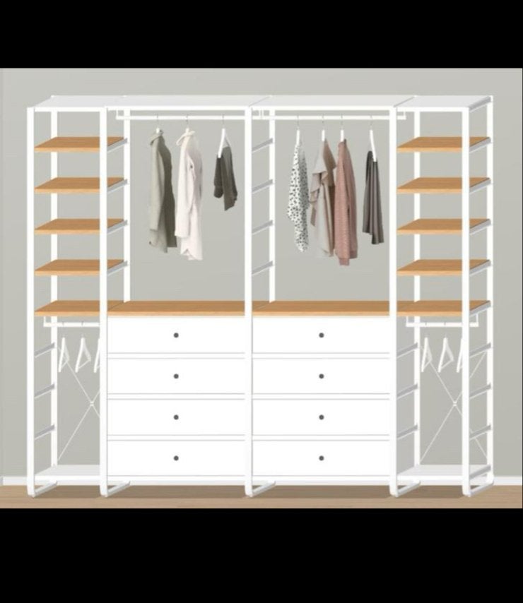 IKEA ELVARLI open kledingkast systeem wit/bamboe, Ophalen, 200 cm of meer, Zo goed als nieuw, Met lade(s)