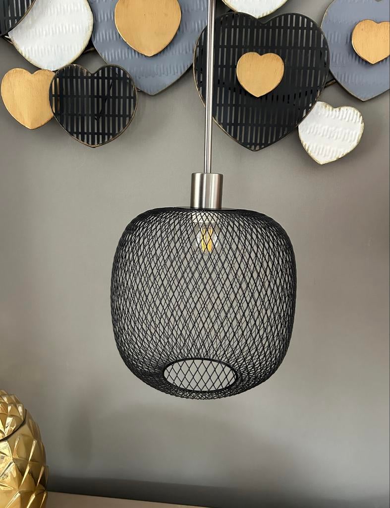 Zwarte metalen hanglamp - Modern design, Ophalen of Verzenden, Zo goed als nieuw, Metaal, 50 tot 75 cm