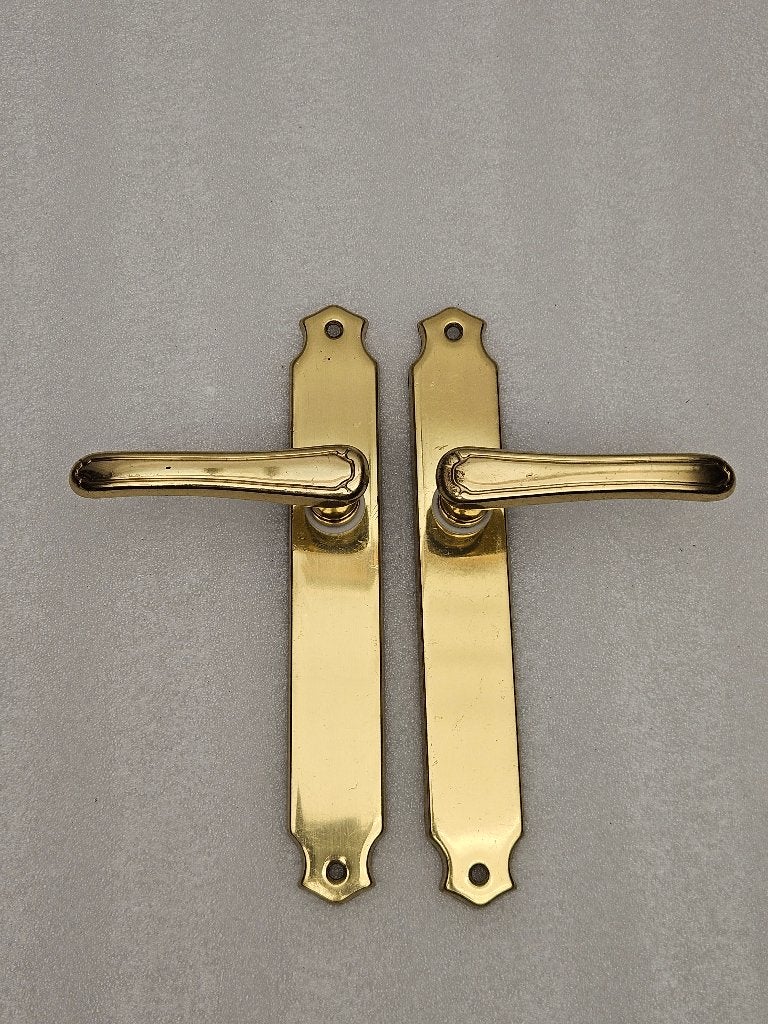 Setje vintage geelkoperen Deurbeslag set nr.49, Antiek en Kunst, Ophalen of Verzenden