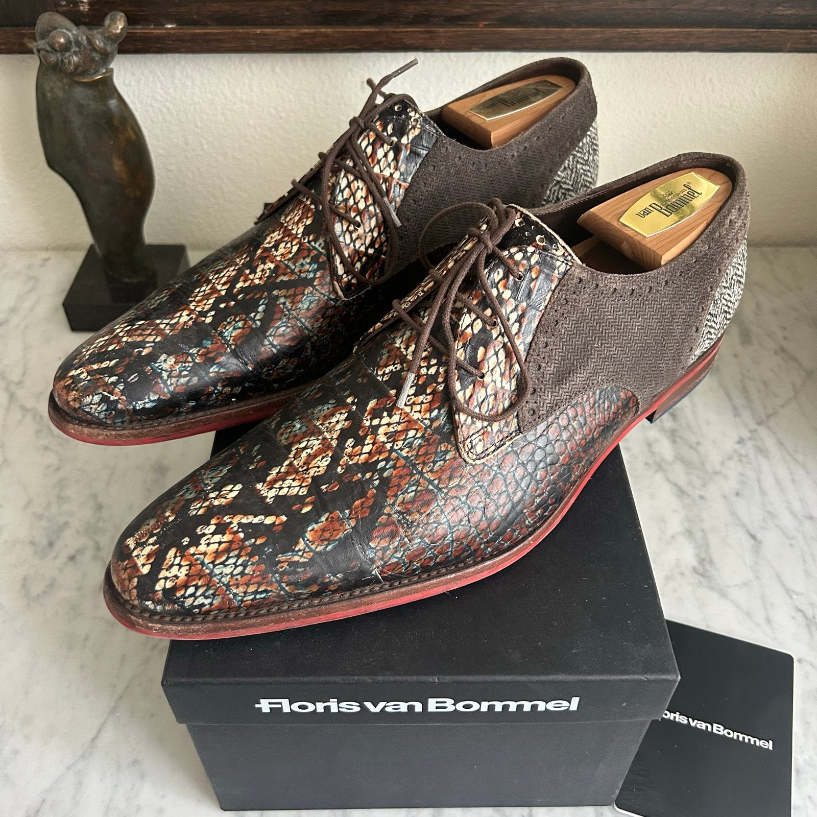 Floris van Bommel Schoenen met Slangenprint 9 43 NIEUW staat, Overige kleuren, Ophalen of Verzenden, Zo goed als nieuw, Veterschoenen
