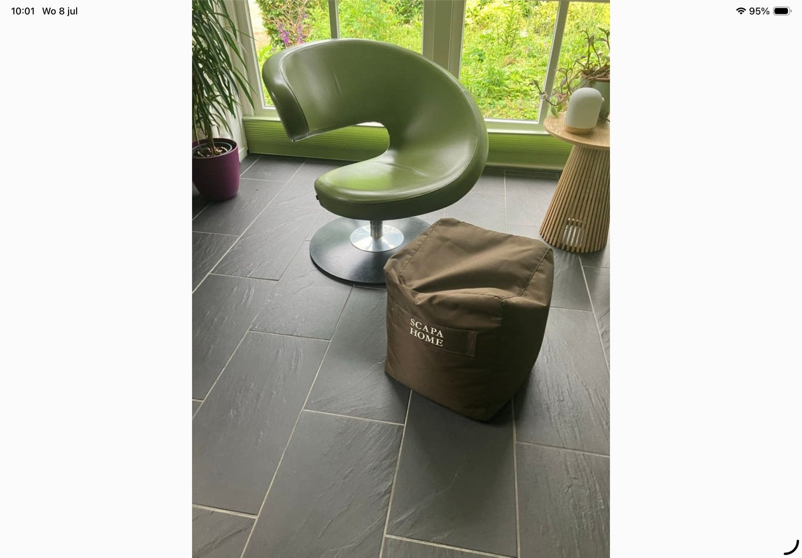 Bruine Scapa Home poef, Minder dan 50 cm, Vierkant, Ophalen of Verzenden, Zo goed als nieuw