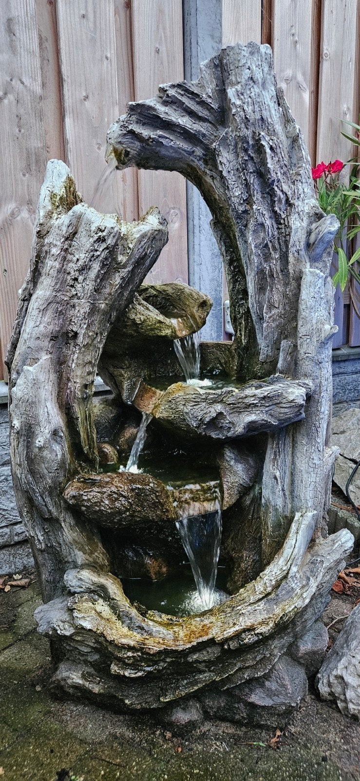 Waterornament boomstam groot +/- 1m hoog met ledverlichting, Tuin en Terras, Ophalen, Gebruikt, Kunststof, Waterornament
