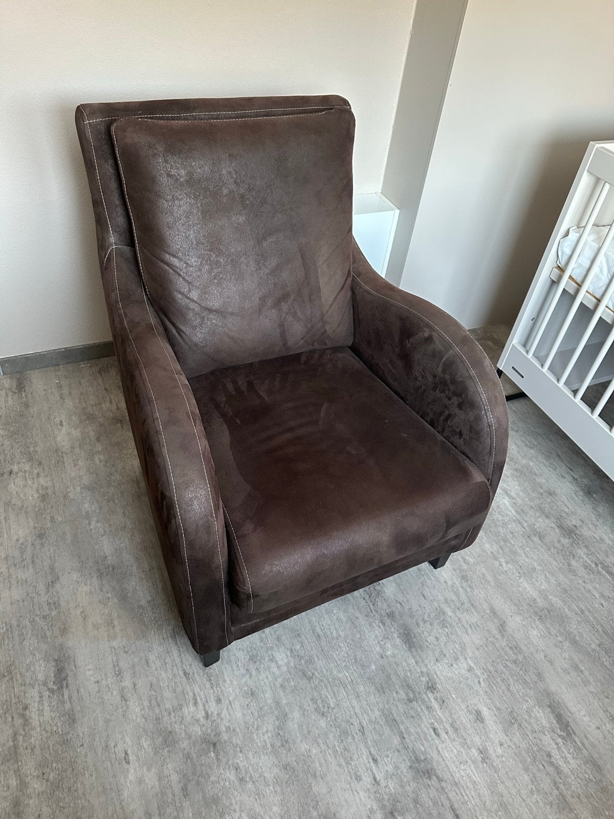 Mooie bruine zacht leren fauteuil, Ophalen, Gebruikt, Leer, 75 tot 100 cm