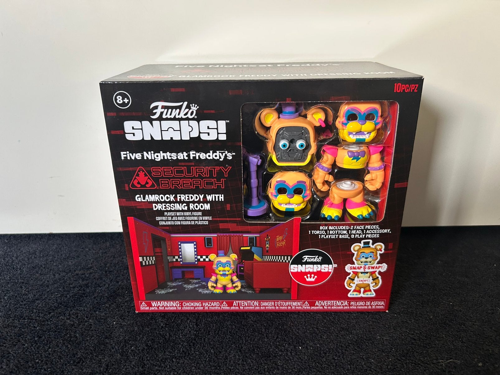 Funko Snaps FNaF Glamrock Freddy set (blacklight), Ophalen of Verzenden, Zo goed als nieuw