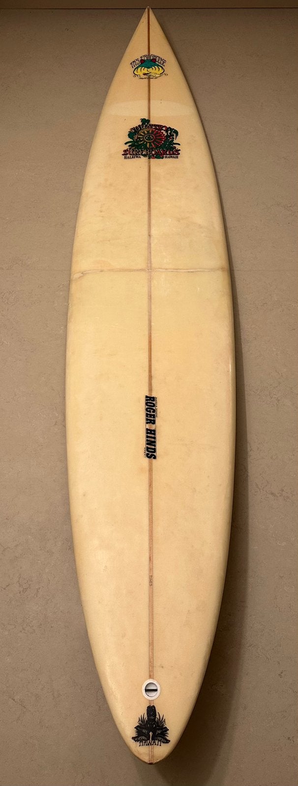 Roger Hinds 8’0 Surfboard Handshaped Hawaii Vintage Thruster, Ophalen, Gebruikt, Overige typen, Met vinnen