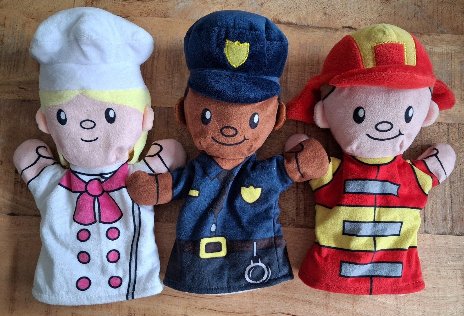 AH Handpoppen Brandweer - Kok - Politie - poppenkastpoppen, Overige typen, Ophalen of Verzenden, Middelgroot (20 tot 80 cm), Albert Heijn
