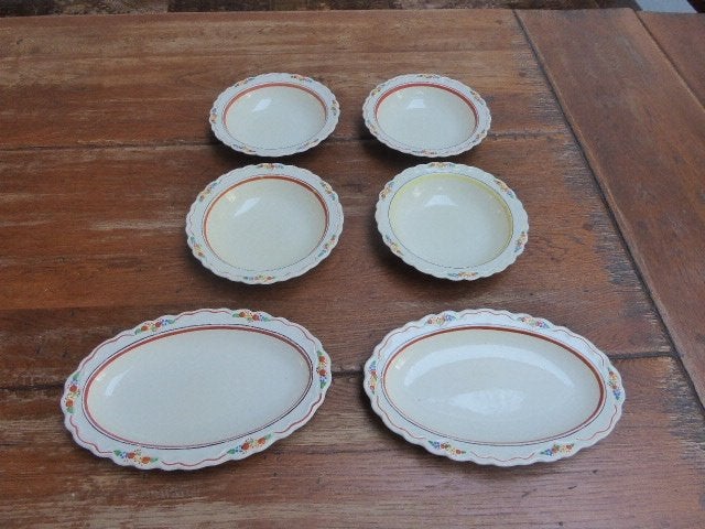 6 art deco schaaltjes, Old Hall Ivory ware England, Ophalen of Verzenden