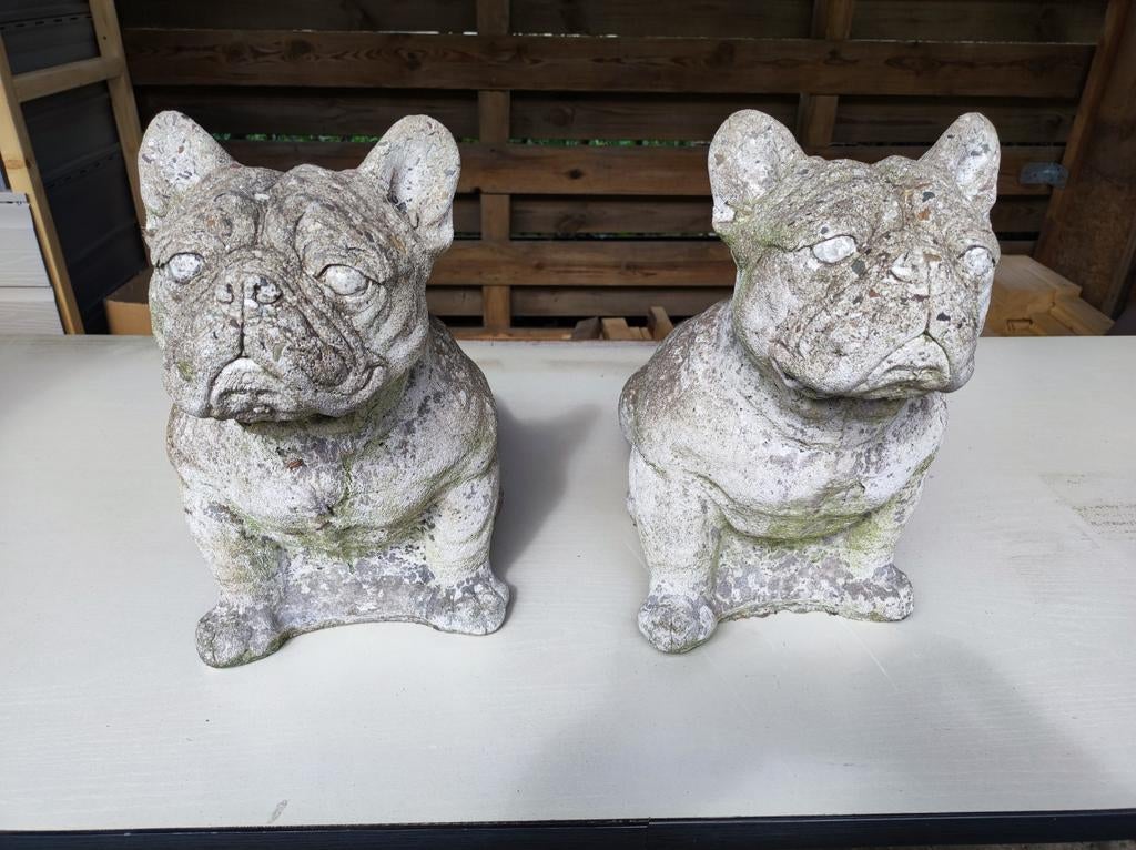 Tuinbeelden Franse Bulldogs, Ophalen, Gebruikt, Beton, Dierenbeeld