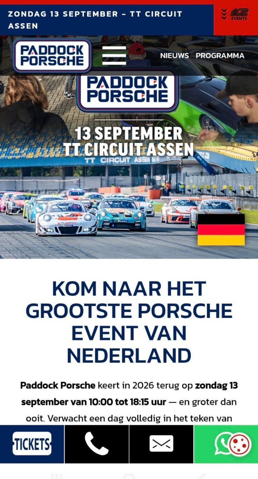 Gezocht: tickets Paddock Porsche TT Assen 13-09-2026, Eén persoon