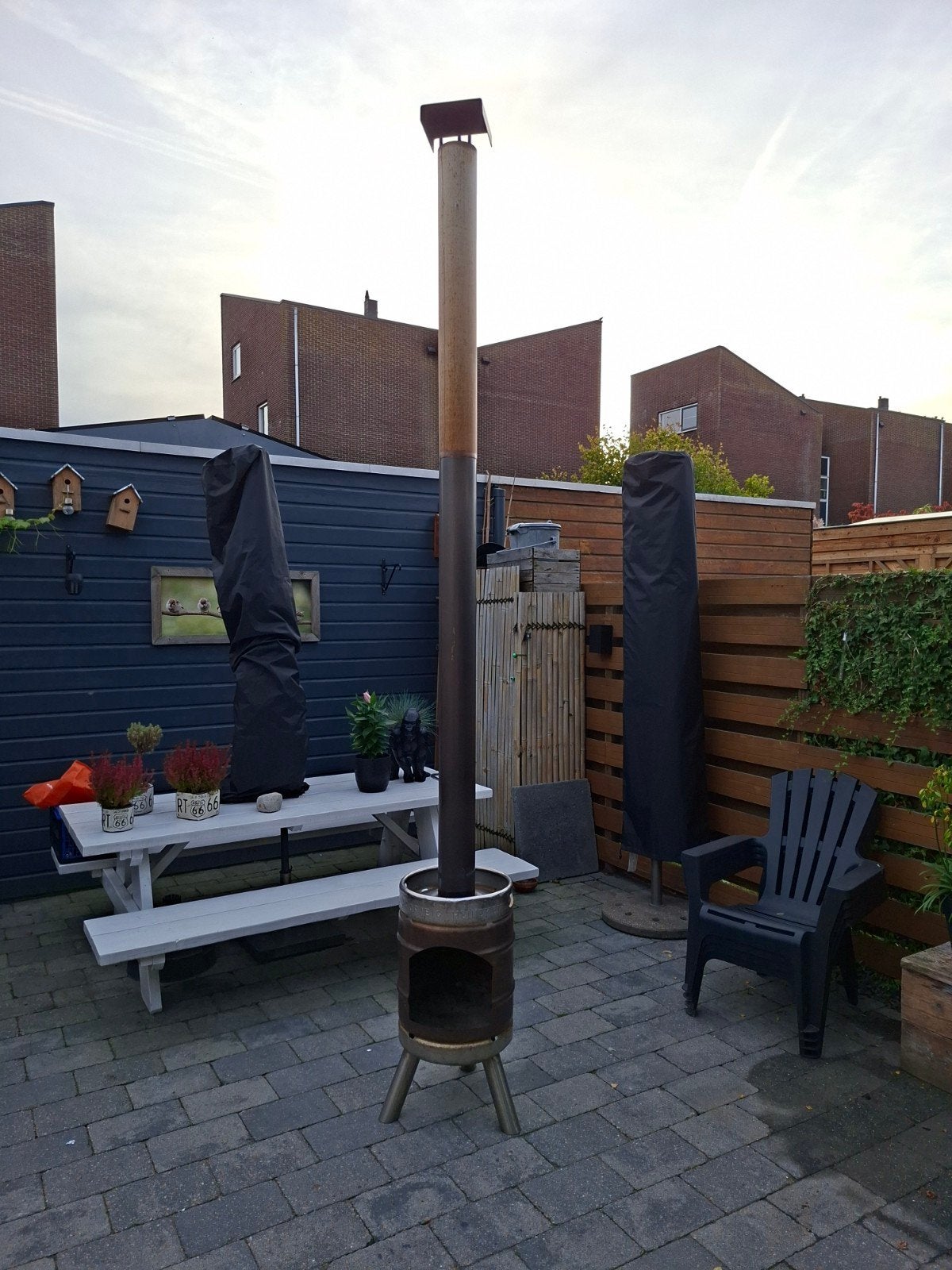 Unieke vuurton/buitenhaard van biervat, Ophalen, Gebruikt, Vuurton