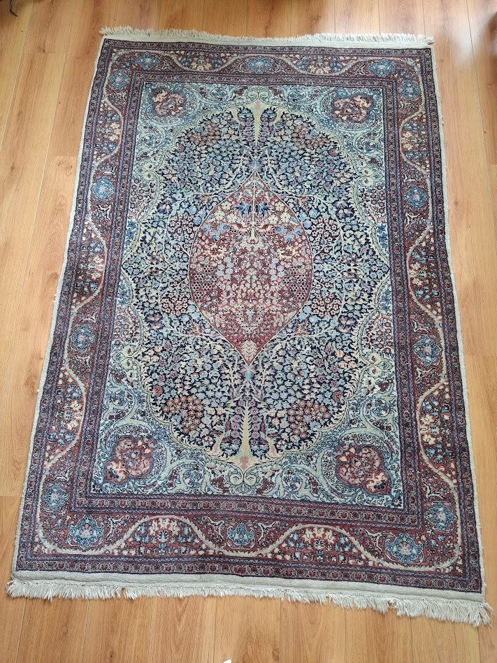 Antiek Perzisch VLOERKLEED - Afm. 210x142 cm, Huis en Inrichting, Stoffering | Tapijten en Kleden, Ophalen, Gebruikt, Rechthoekig