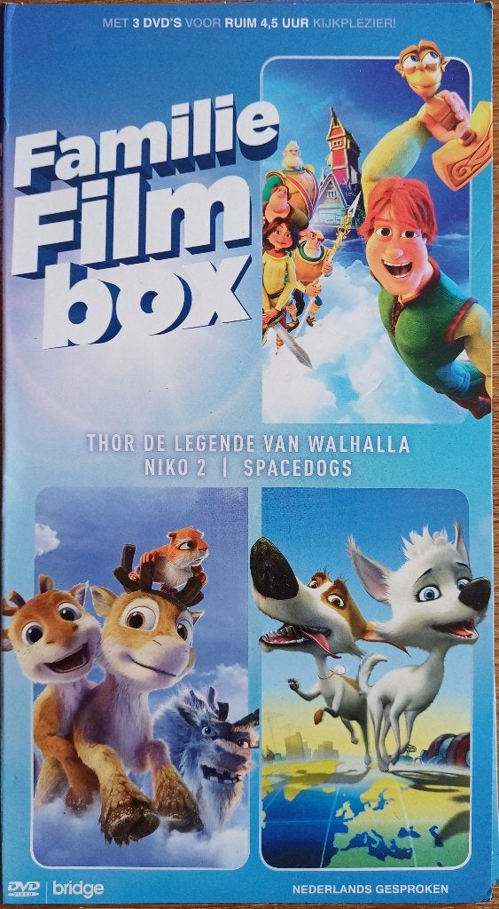 DVD Familie Film box - Spacedogs, Niko 2, Thor de legende va, Tekenfilm, Amerikaans, Ophalen of Verzenden, Zo goed als nieuw