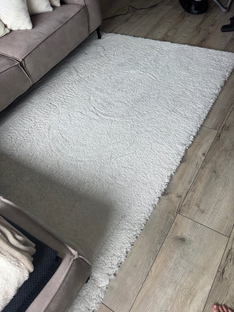 Hoogpolig kleed, Ophalen, Wit, 150 tot 200 cm, 200 cm of meer