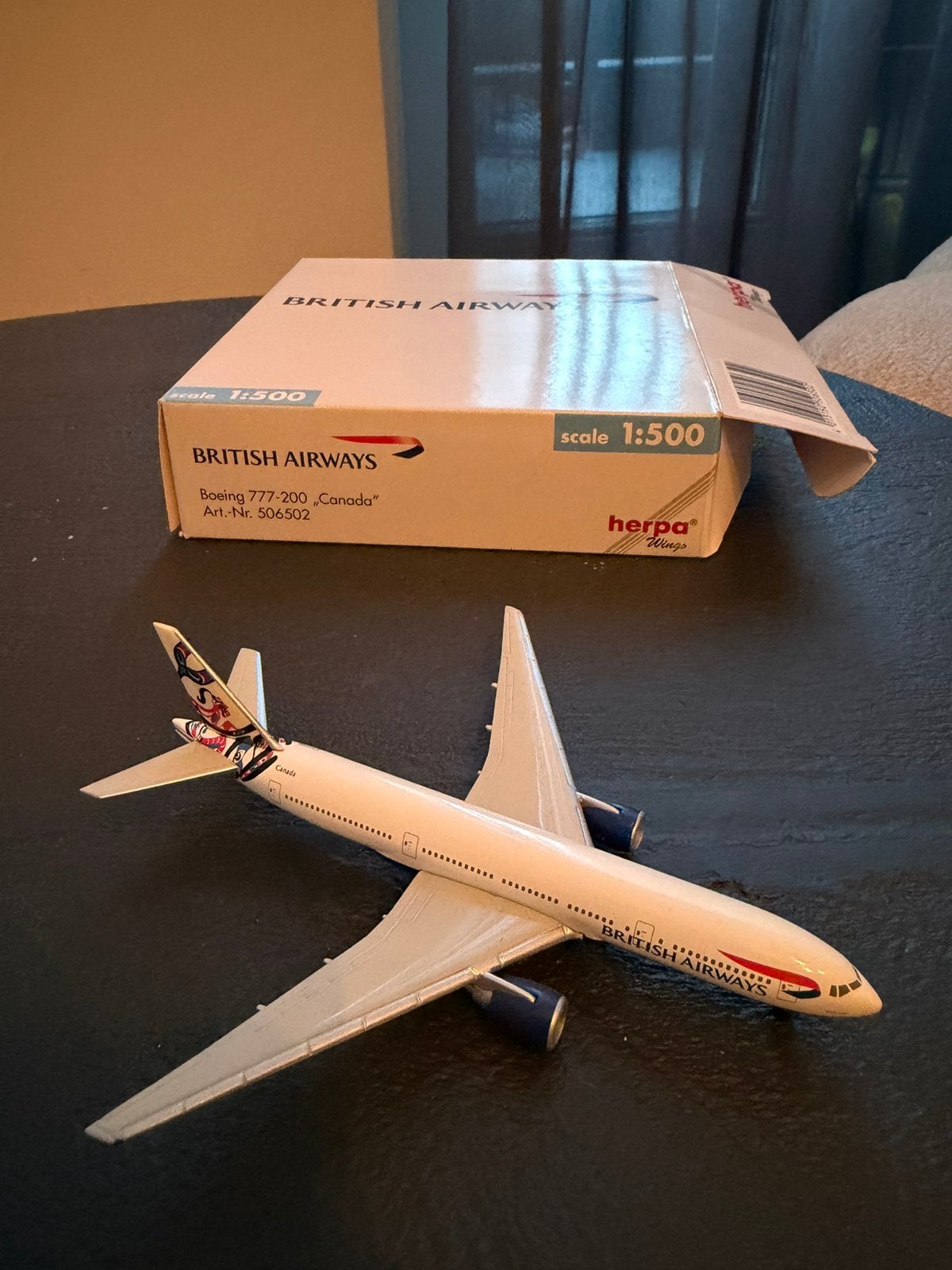 Herpa Wings 1:500 — British Airways Boeing 777-200 "Canada", Verzamelen, Ophalen of Verzenden, Zo goed als nieuw, Schaalmodel