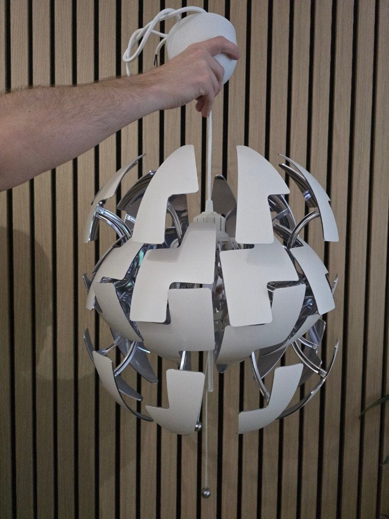 IKEA PS 2014 pendant lamp 35 cm — white/silver, like new, Ophalen, Kunststof, Modern Design, E27 (groot)