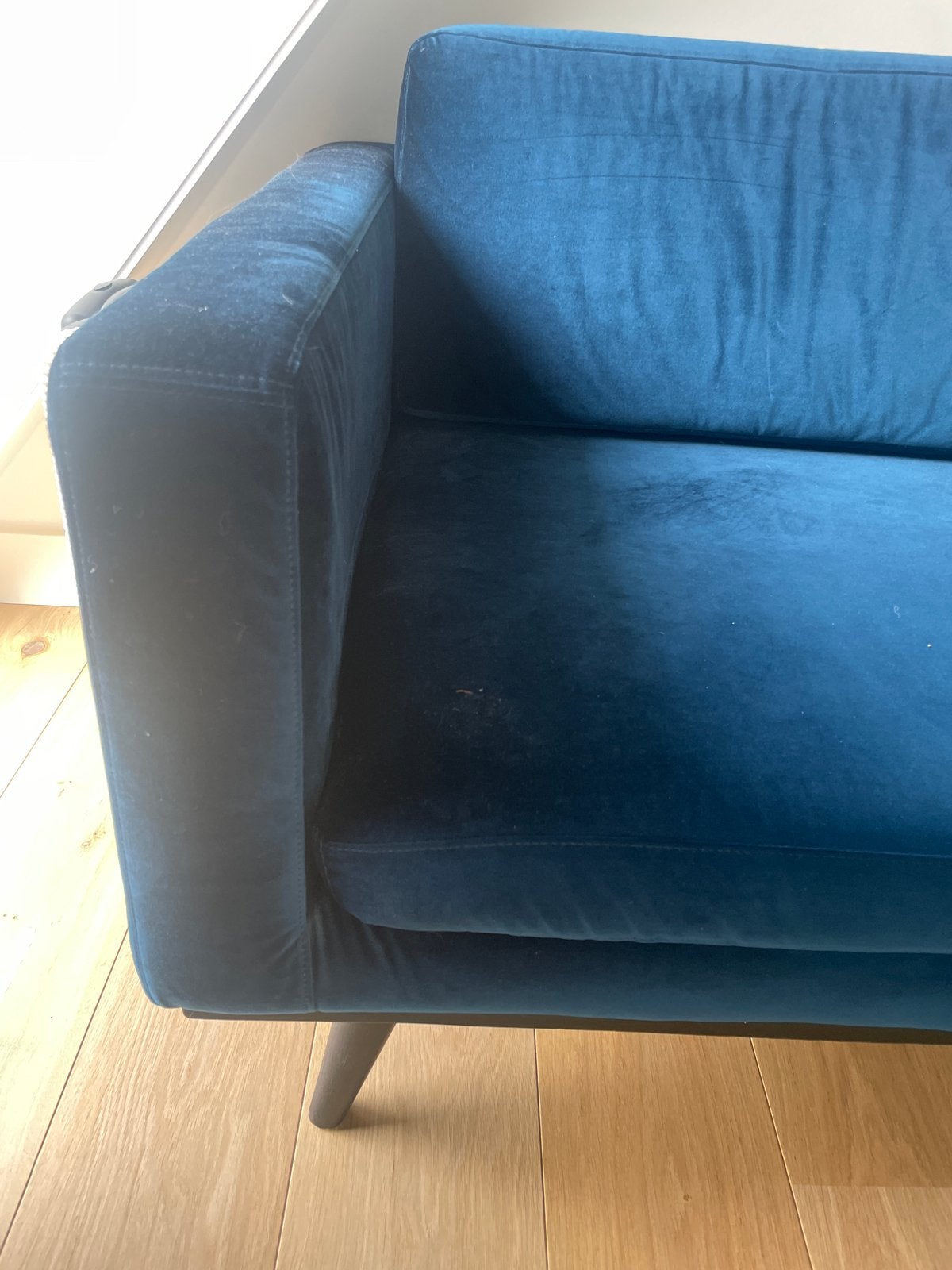 Sofacompany Loveseat - Blauw Fluweel - Zo goed als nieuw, Tweepersoons, Ophalen of Verzenden, Zo goed als nieuw, Rechte bank