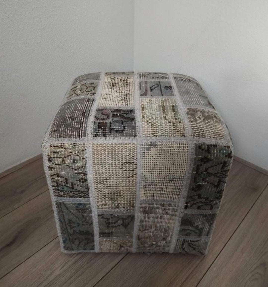 Patchwork poef, Ophalen, Minder dan 50 cm, Vierkant, Minder dan 50 cm