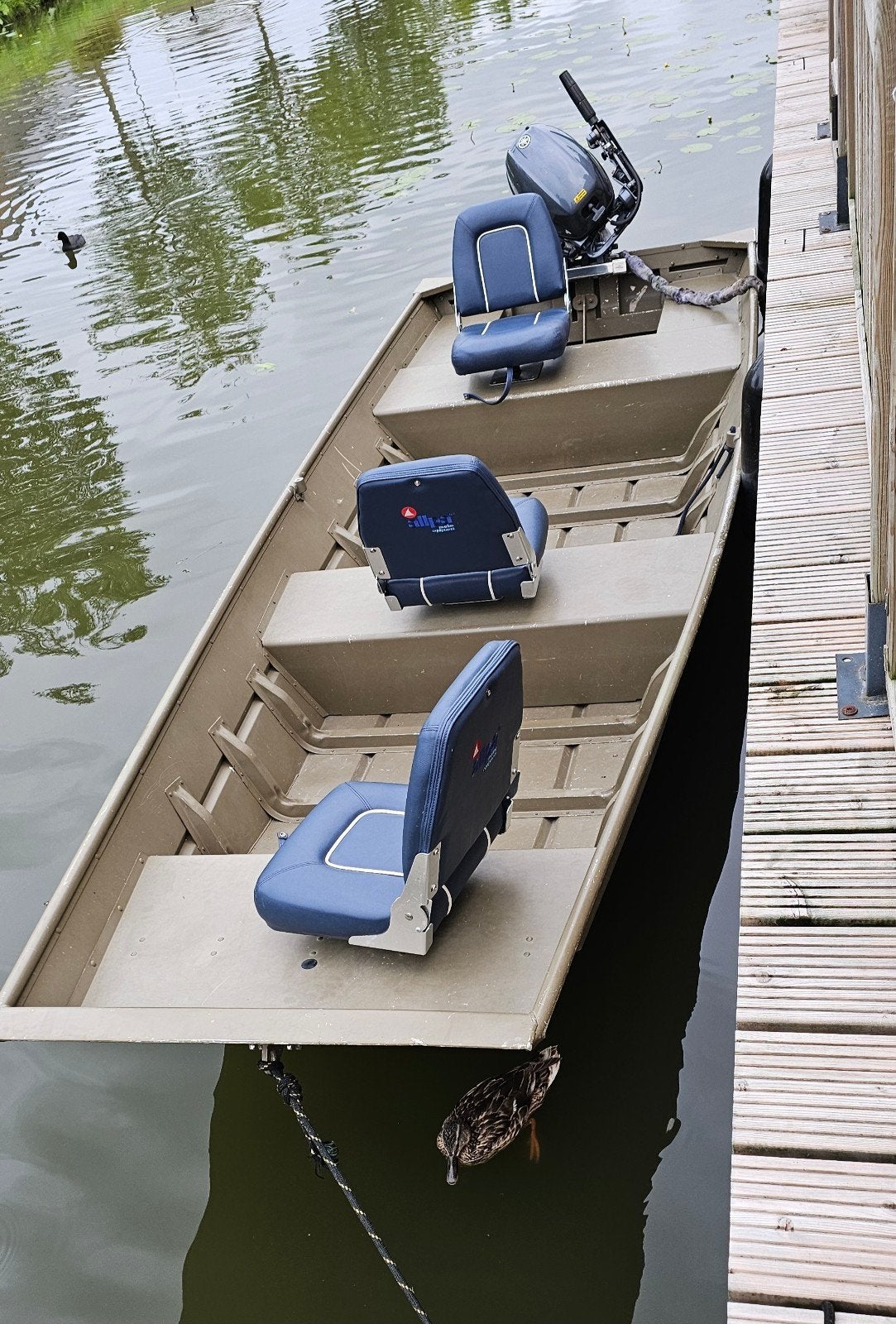 Yamaha G3 1436 aluminium visboot + F9.9HP complete set, Visboot, Ophalen, Aluminium, Buitenboordmotor