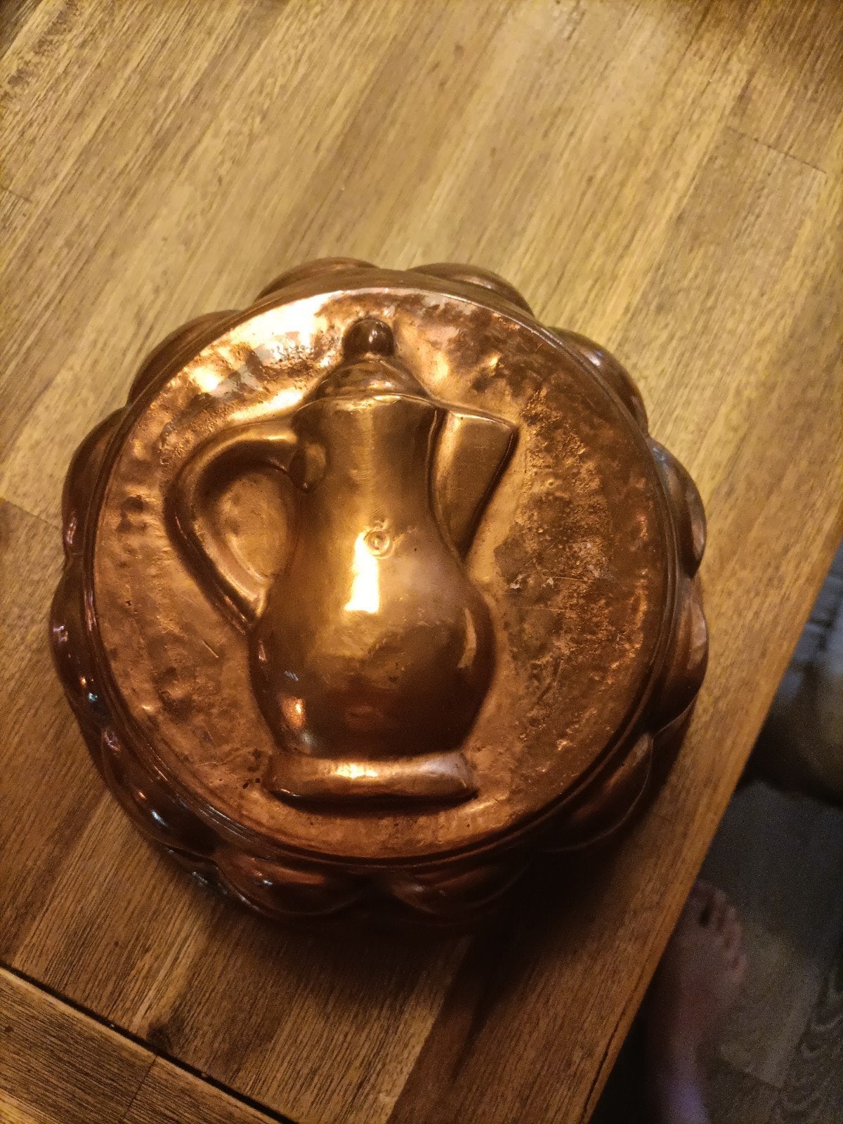 Antieke Koperen Puddingvorm met Kan Reliëf, Antiek en Kunst, Antiek | Koper en Brons, Ophalen of Verzenden