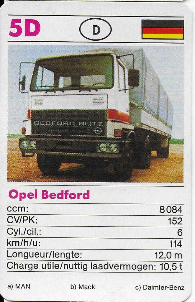 B349 autokaartje 5D opel bedford, Ophalen of Verzenden, Zo goed als nieuw, Auto's