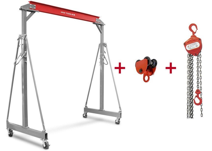 Portaalkraan 2T + kettingtakel en trolley 2000 kg MW Tools