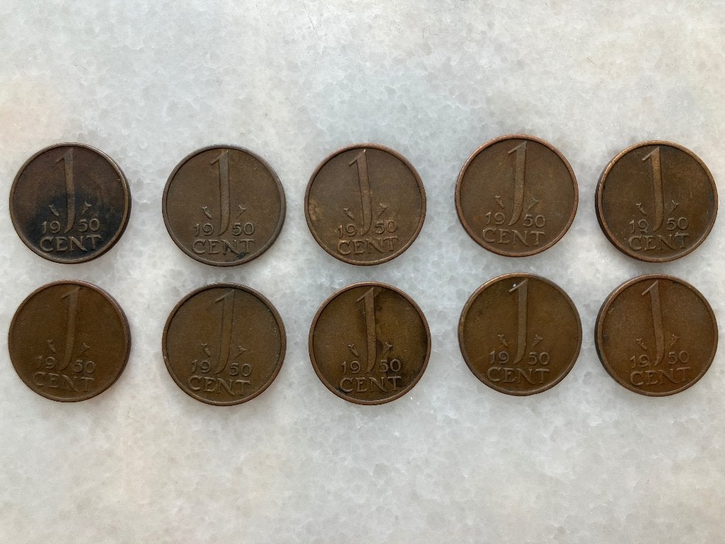 10 Centen 1950, Postzegels en Munten, Ophalen of Verzenden, Koningin Juliana, 1 cent, Losse munt