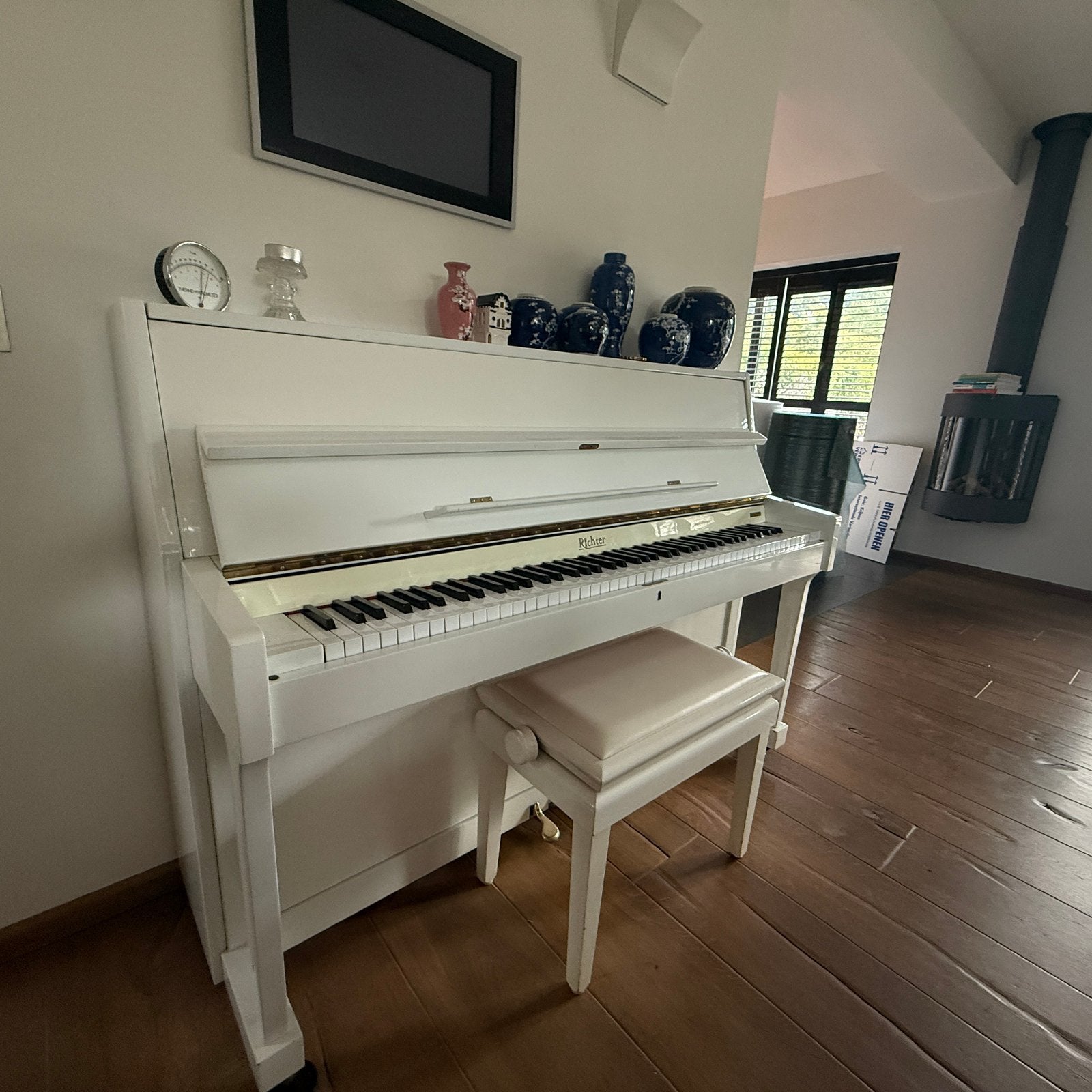 Piano van het merk Richter., Muziek en Instrumenten, Ophalen, Gebruikt, Wit