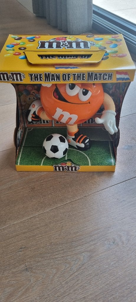 M&M Man of the match Oranje snoep dispenser, Verzamelen, Ophalen of Verzenden, Zo goed als nieuw