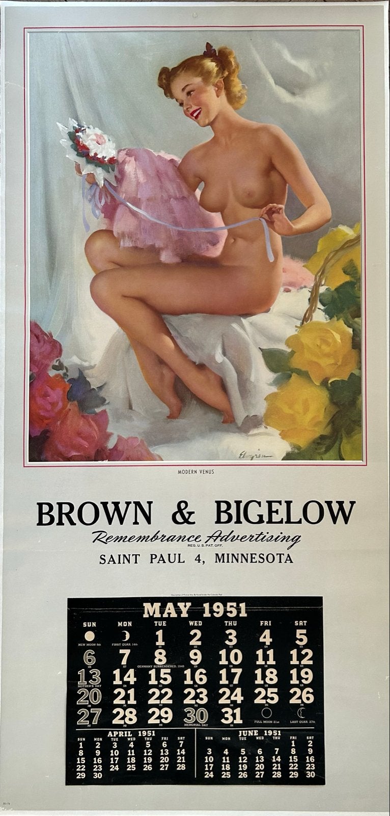 Origineel vintage affiche door Gil Elvgren uit 1949!, Ophalen, Met lijst, Deurposter of groter, Reclame
