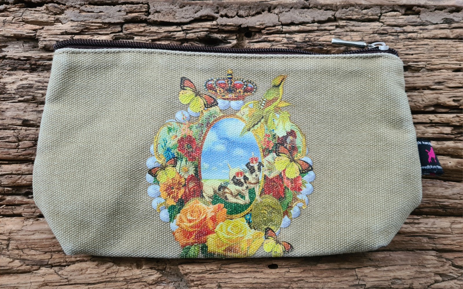 De Kunstboer etui/tasje met bloemen en vlinders, Ophalen of Verzenden, Zo goed als nieuw, Beige, Overige typen