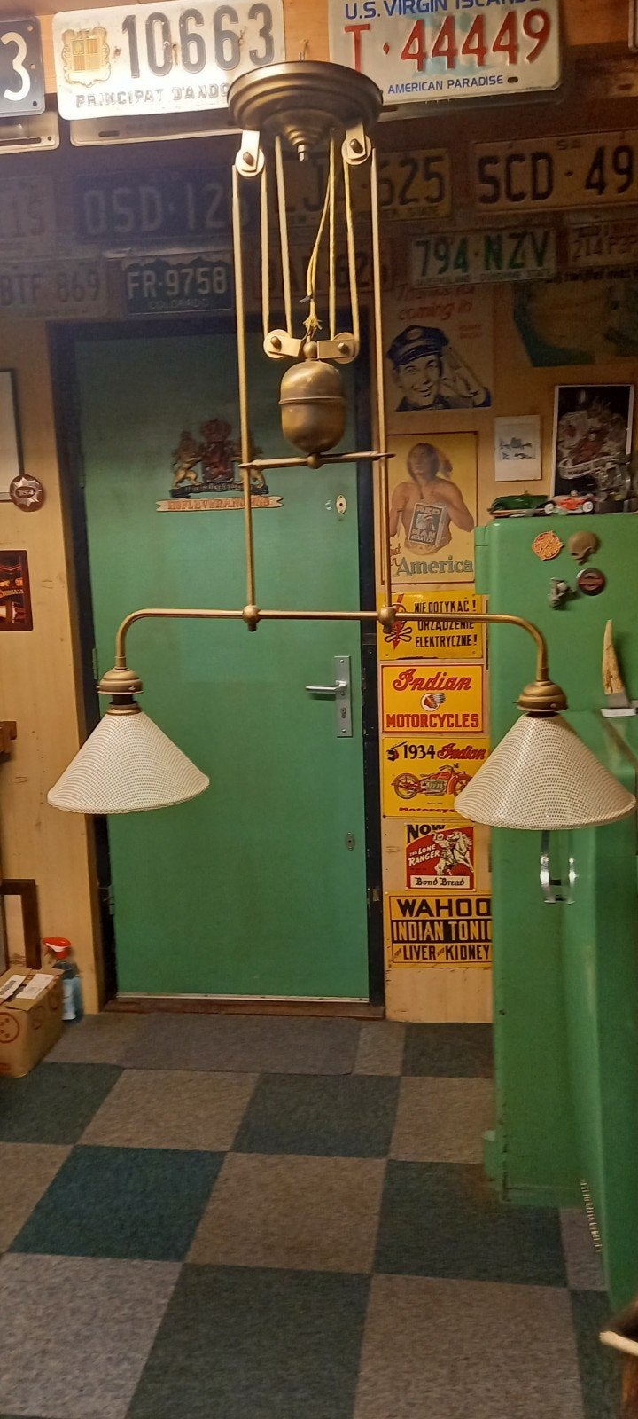 Messing hanglamp, Ophalen