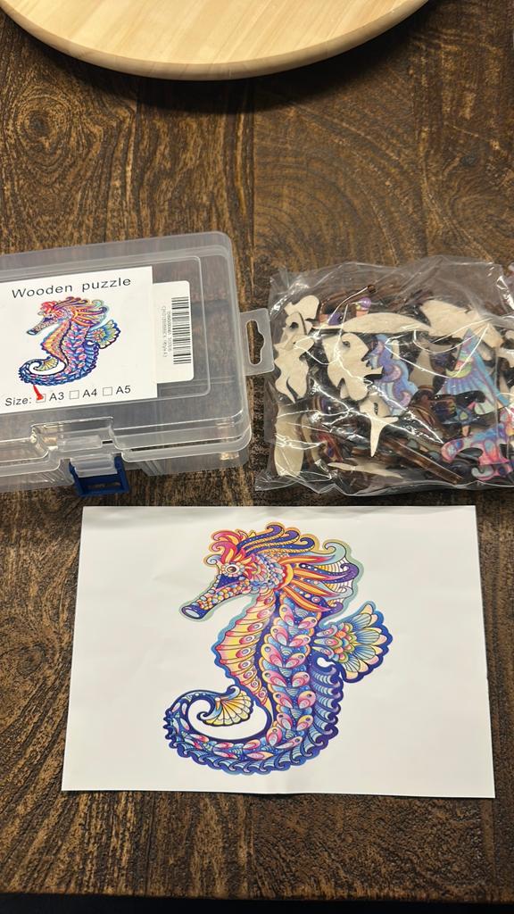 Houten Puzzel Zeepaardje A3 Formaat, Hobby en Vrije tijd, Denksport en Puzzels, Ophalen of Verzenden, Minder dan 500 stukjes, Nieuw