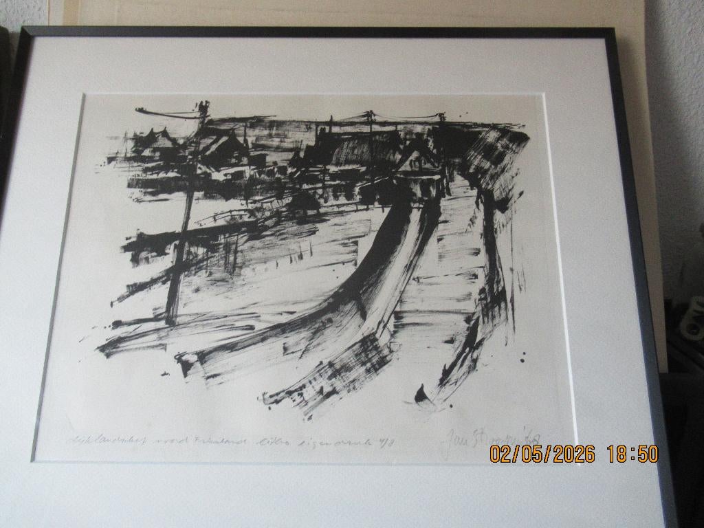 Jan Stroosma - Dijklandschap Noord Friesland, 1950 - 1999, Gesigneerd, Ophalen of Verzenden, 37 cm