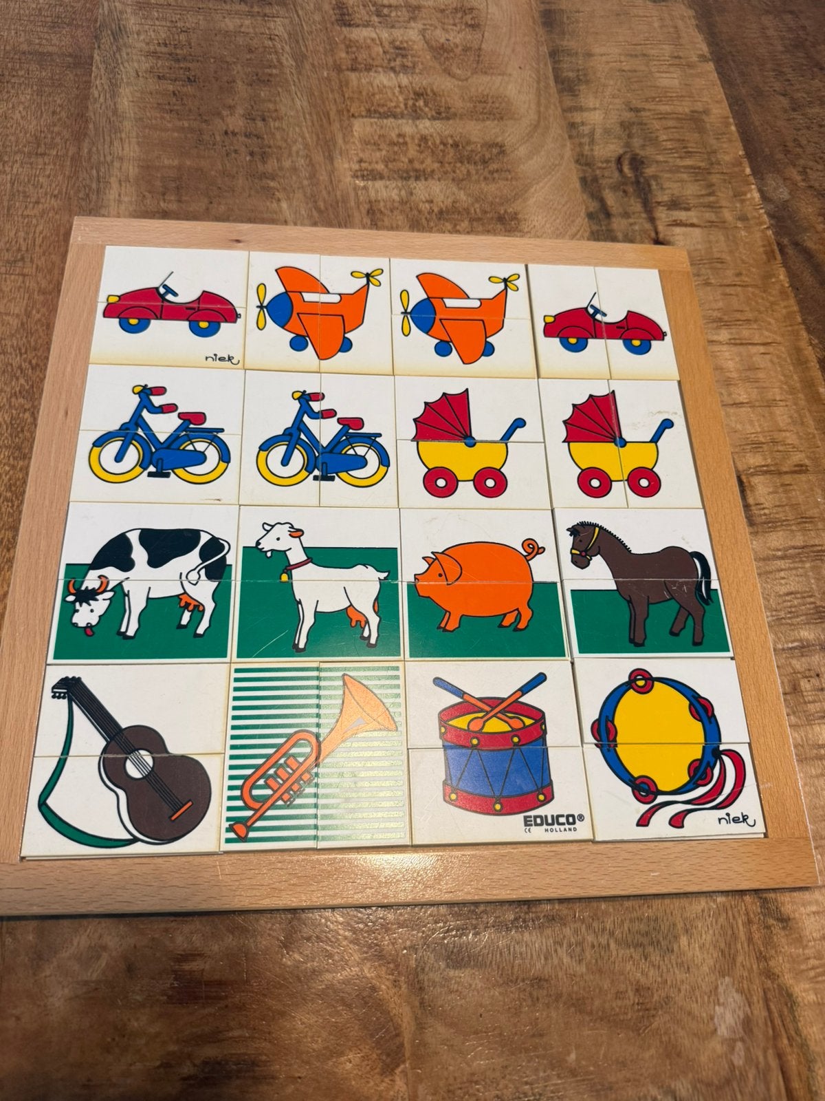 Educo Holland dubbele laag tegelpuzzel voertuigen muziek, Verzenden, Meer dan 50 stukjes, Zo goed als nieuw