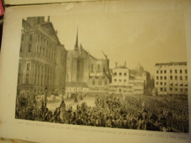 Map Inhuldiging Willem III 12 Mei 1849 Amsterdam. 2 Litho's, Antiek en Kunst, 1800 - 1899, Ophalen of Verzenden, Blanco verso