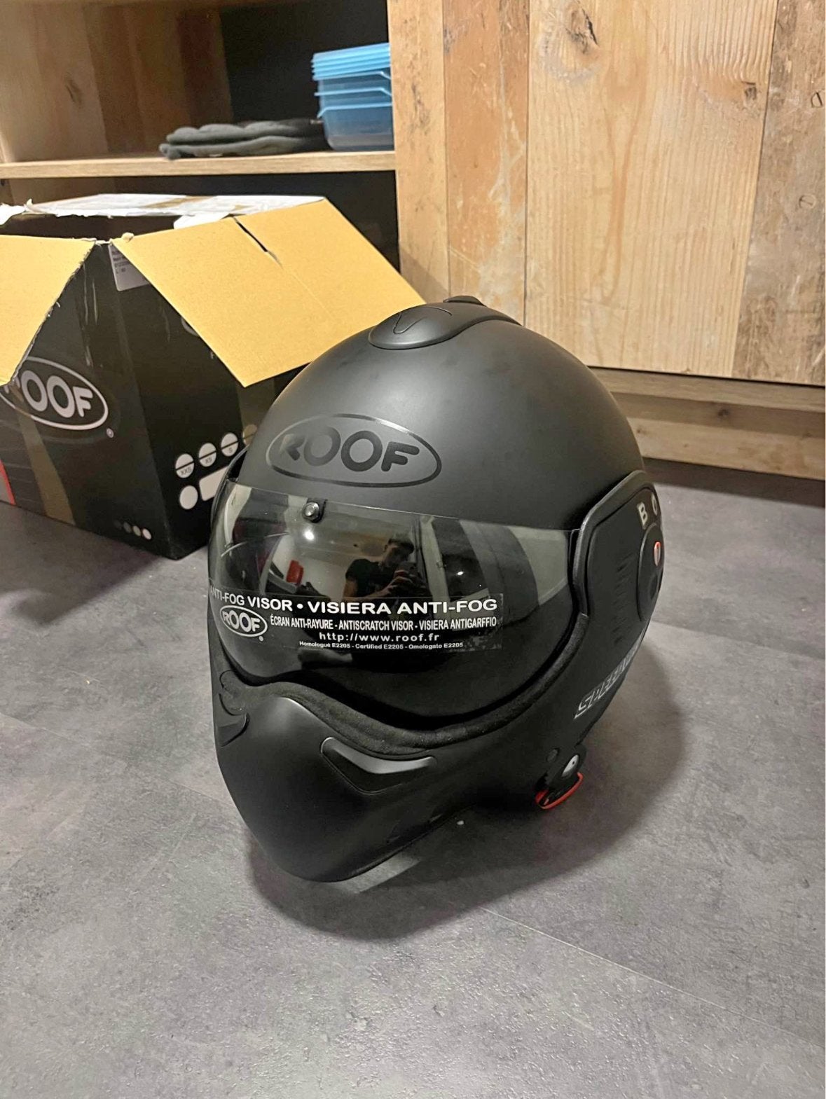 ROOF Boxer V8 Full Black helm - Maat S, Overige merken, Systeemhelm, Heren, Ophalen of Verzenden