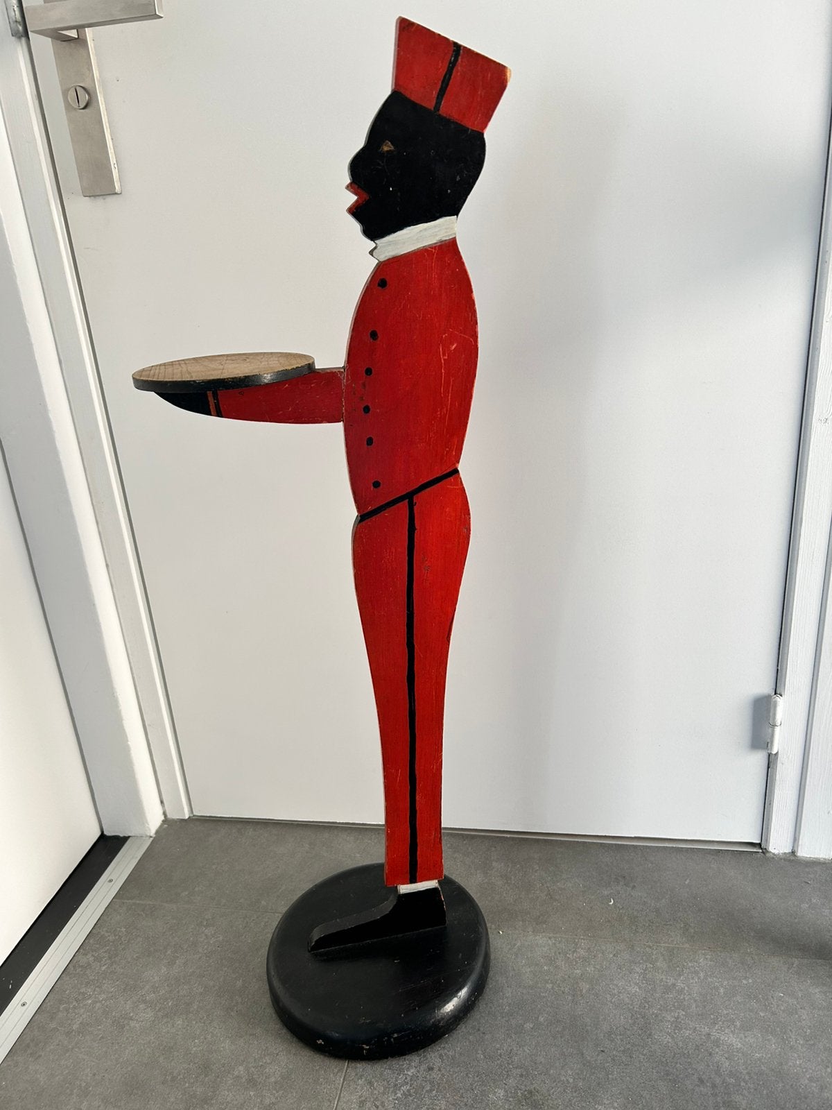 Antieke - Houten - Butler met serveerschaal - 90 cm., Ophalen