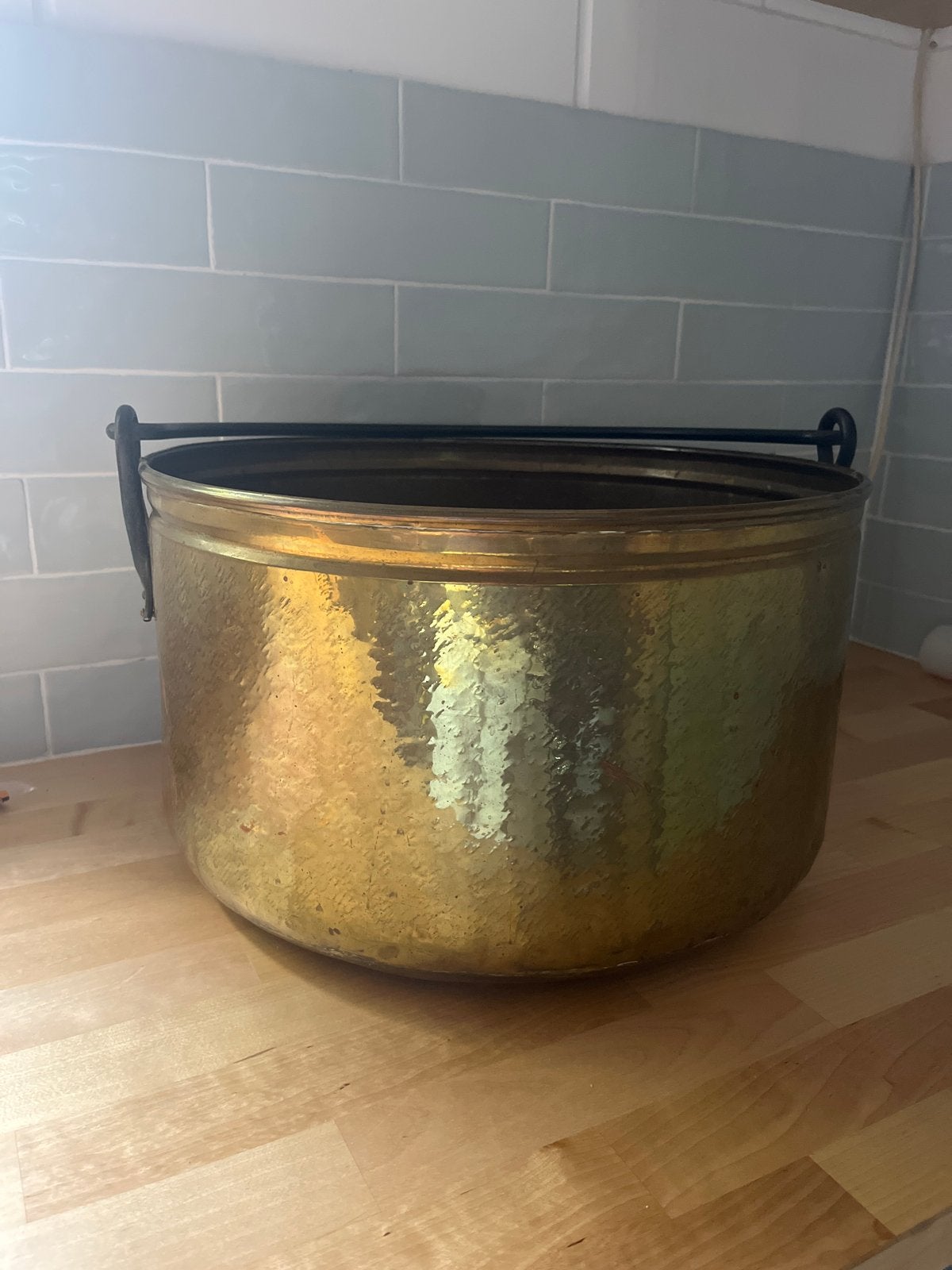 Grote Koperen Pot met Handvat - Diameter 45 cm, Ophalen, Koper